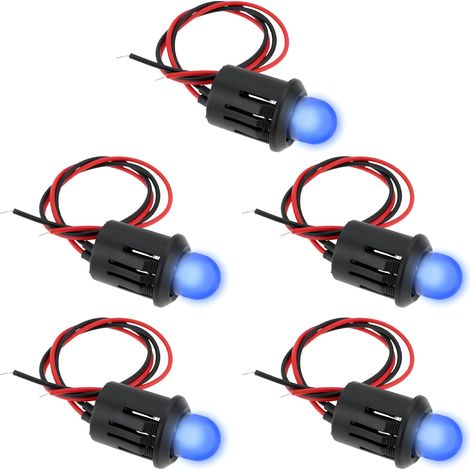 Lot de 5 lumières LED 12 V pour voiture, moto, abri de jardin, bateau, 10 mm - Bleu (1/5)