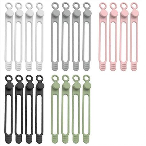 Attache-câbles réutilisables, organiseur de gestion de fils pour bureau et maison, lot de serre-câbles ajustables, maintien propre des cordons, coloris assortis, fixation durable et flexible (1/5)