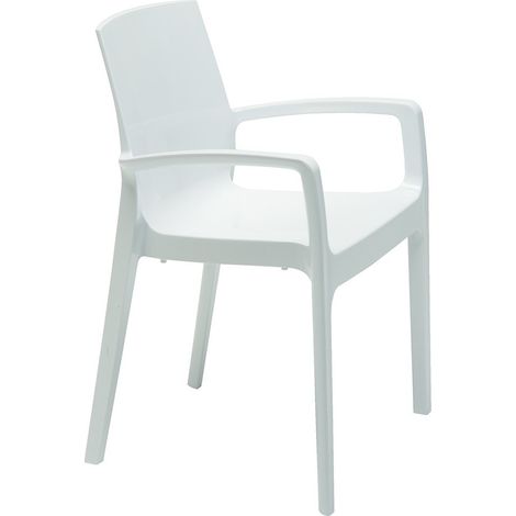 Le Quai Des Affaires – Fauteuil empilable en polypropylène blanc – Dimensions 58x51x82 cm – Design moderne pour espaces intérieurs et extérieurs (1/3)