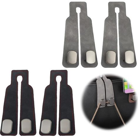 Set di 4 borse portaoggetti da appendere allo schienale del sedile dell'auto, adatte per riporre borse e borsette - Nero/Grigio (1/5)