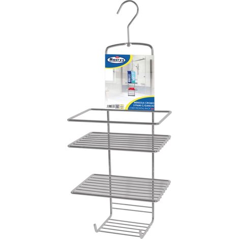 MAURY'S MENSOLA BAGNO CON GANCIO 3 PIANI CROMO (1/2)