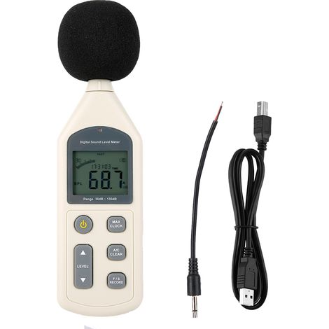 Sonometre numérique LCD portable mesure de bruit 30-130dBA testeur pression sonore USB (1/5)