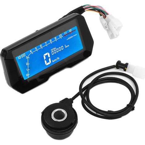 Compteur digital LCD 12000RPM 6 vitesses universel pour moto 2/4 cylindres, tachymètre électronique (1/5)