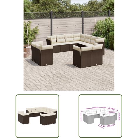 The Living Store 11-tlg. Garten-Sofagarnitur mit Kissen Braun Poly Rattan - Gartensofas - Outdoor Möbel - Lounge Set - Rattan Sofa - Gartenlounge (1/3)