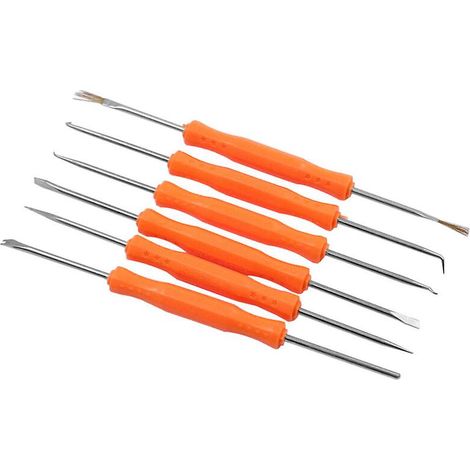 Outils de soudage, kit de soudage de métaux en 6 parties, kit de soudage de précision pour circuits imprimés, brosse, grattoir, fourche, crochet, poinçon (orange) (1/5)