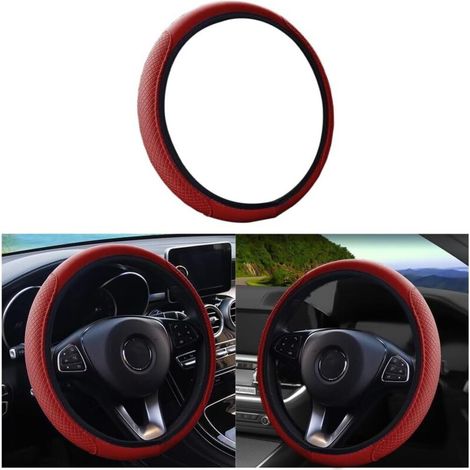 Couvre Volant Voiture, Elastic, Housse de Volant de Voiture Microfibre Cuir Diamètre 38 cm, Couvre de Volant Voiture Antidérapant Respirant Souple, Couvre de Volant Universelle(Rouge Vin) (1/5)