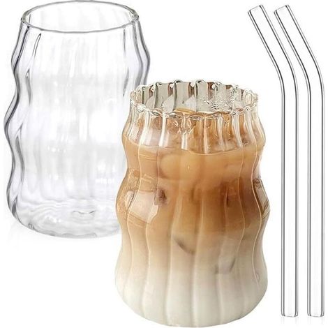 Verres Avec Paille, Verres À Café De 530 Ml, Verres À Latte Macchiato, Verres À Bulles En Verre Borosilicate Pour Expresso, Cappuccino, Mojito, Matcha, Milkshake, Verres À Boire (1/5)