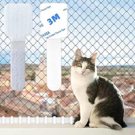 60 Stück Nylon-Katzennetz-Befestigungshaken 30 x 90 mm Balkon-Schutz-Katzennetzhaken kein Bohren erforderlich doppellagiges selbstklebendes für weiß (1/5)