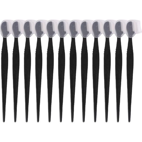 Lot de 12 rasoirs à sourcils améliorés avec peigne - Épilation du visage sûre et précise - Noir (1/4)