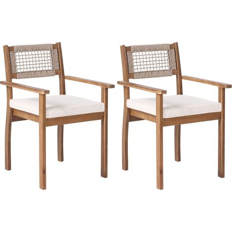 Set di 2 sedie rustiche in legno di acacia per esterni marrone chiaro Sumirago (1/5)
