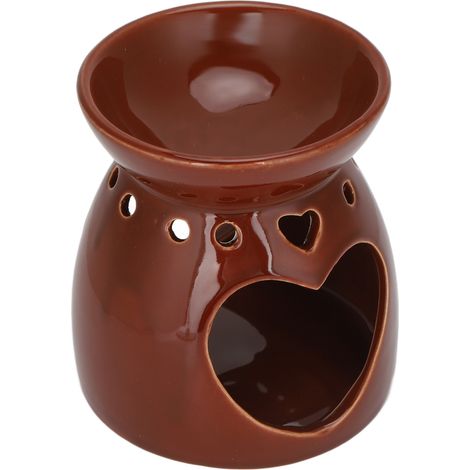 Brûleur d'encens en céramique à double face en forme de cœur pour aromathérapie, décoration de bureau ou maison (1/5)