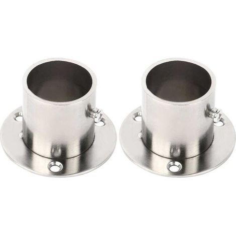 Lot de 2 supports de tringle de penderie en acier inoxydable à embase femelle - Diamètre Ø32 mm