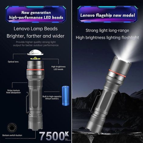 LED-Taschenlampe mit hoher Helligkeit, 3 Modi, tragbar, multifunktional, wasserfest – ideal für Zuhause