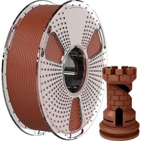 Filamento para impresión 3D, textura similar al mármol, compatibilidad con alta velocidad, color rojo ladrillo. (1/2)