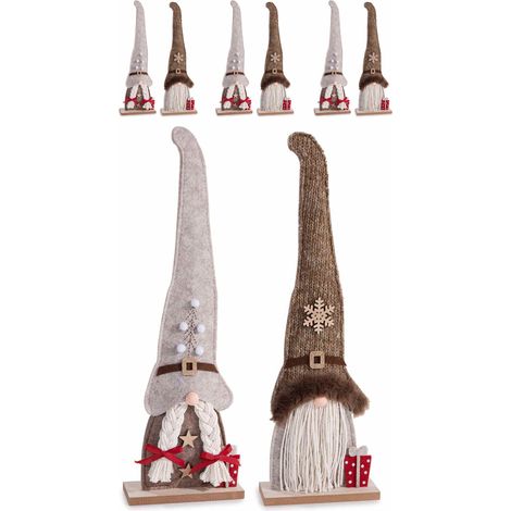 Babbo e Mamma Natale decorativi in panno - Set da 6 decorazioni per la casa (1/3)