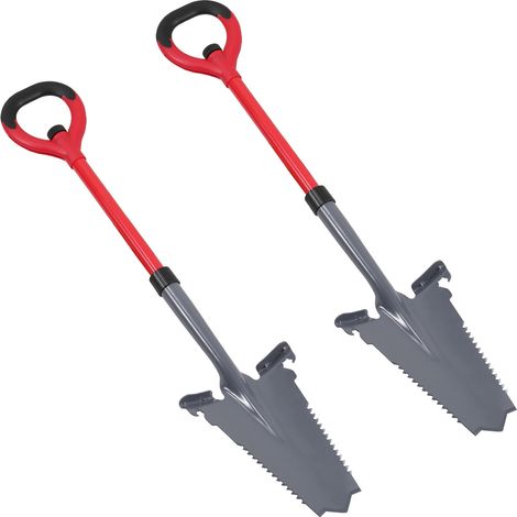 Wolketon 2 palas con sierra para raíces Pala multiusos con punta cortante Mango ergonómico  para terrenos duros  Rojo