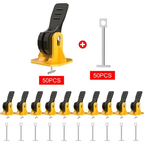 50 clips en plastique, entretoises et sangles pour la pose de carrelage au sol et au mur, outils pour la mise à niveau des carreaux (1/5)