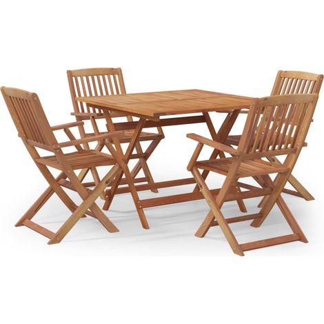 Ensemble à manger de jardin 5 pcs Mobilier de jardin Bois d'acacia solide (1/5)