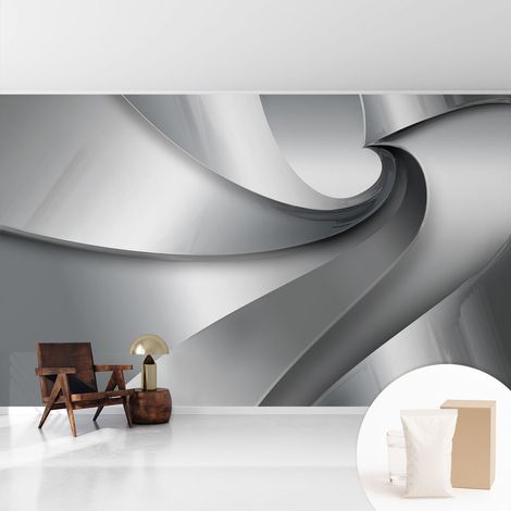 Tapete Vliestapete mit Kleber modern Wohnzimmer - Wanddeko Schlafzimmer - Tapete mit Motiv Geometrische Spiralen 416x254 cm (1/5)