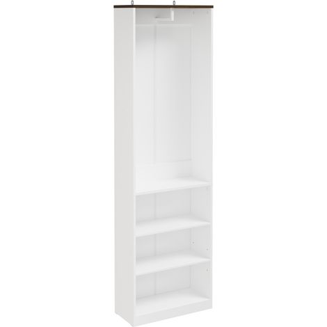 SoBuy  Armario Ropero Abierto sin Puertas  Perchero con Estantes y Barra para Colgar  Armario Blanco Pequeño con Estantes  55×25×187 cm  Capacidad de carga 50 kg  KSB02-W (1/5)