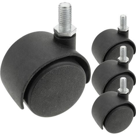 PrimeMatik - Roulettes pivotantes roue en nylon sans frein 40 mm M10 4 pack (1/5)
