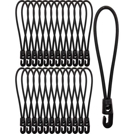 Spanngummis mit Haken 25 Stück, 15 cm, Schwarz, für Planen & Camping (1/5)
