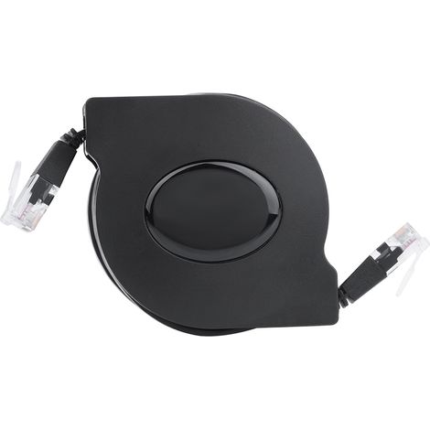 1 câble réseau LAN CAT6 RJ45 rétractable et réglable, noir (2 m) (1/5)