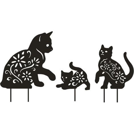 Tres gatos, columpio de jardín de metal, decoración paisajística creativa pintada al horno, complemento de artesanía en hierro (1/5)