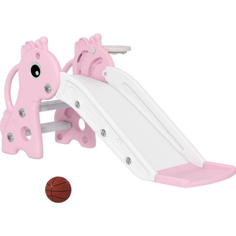 Scivolo per bambini forma giraffa 106 x 51,5 x 52 cm cestino incluso arrampicata sicura stile moderno compatto in PP rosa 210000314