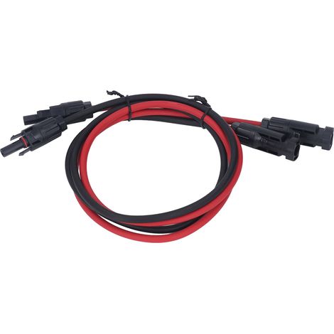 Ortviai Câble d'extension solaire 4 mm² (12 AWG) – 2 pièces, noir/rouge, 1 m, connecteurs MC4 étanches IP68, 1000 V CC (1/5)