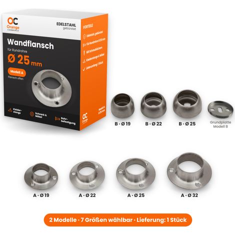 Edelstahl Wandflansch Wandhalter Flansch Steckfitting Wandlager Rohr Rundrohr (1/5)