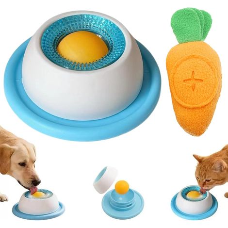 Bol à Lécher pour Chien, Bol À Lécher pour Chien À Alimentation Lente,Sphère à lécher pour Chien avec Bille rotative, Jouets Sonores,Bols à Lécher Antidérapant pour Soulager l'anxiété de l'anim (1/5)