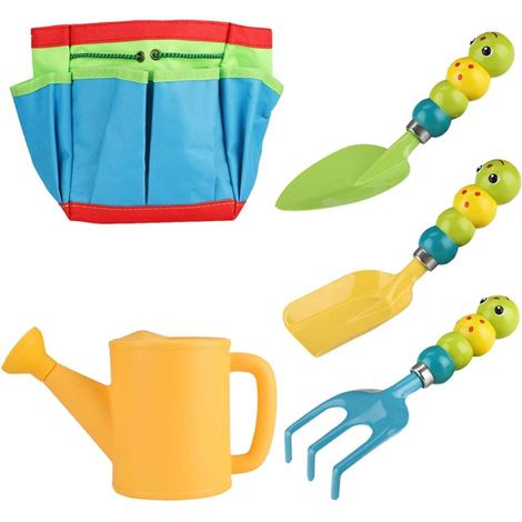 Gartenwerkzeug-Set für Kinder, Gartenwerkzeug-Set mit Tragetasche für Kinder, inklusive Gießkanne, Schaufel und Rechen, Garten-Set (1/5)