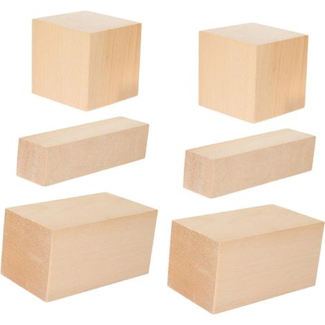 Lot de 6 Blocs de Bois de Tilleul Non Finition Rectangulaires, Faciles à Couper Façonner, Polyvalents pour Projets DIY et Décoration Maison (1/5)
