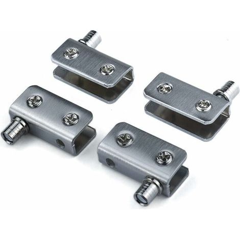 Furniture hinge, glass door hinges, 90° pivot hinge, drill-free glass, stainless steel, fits 5-8mm glass, Starlight, 4-pack (1/4)