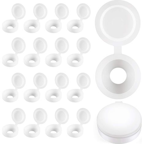 Cache-vis à Charnière en Plastique Plier les Couvercles à Vis Laveuse Flip Tops Blanc (1/5)