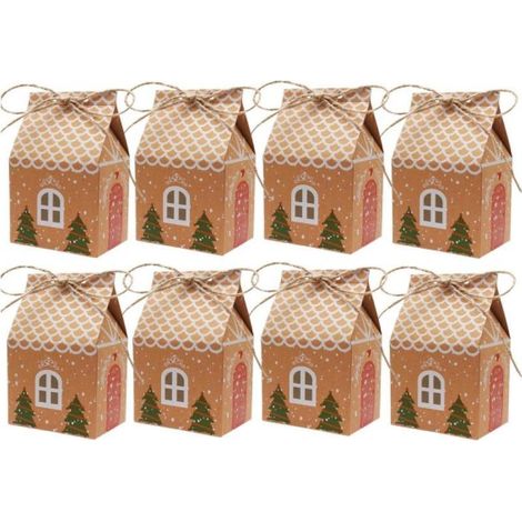 (10,5 x 7 x 5 cm)Lot de 24Boîtes Cadeaux Noël, Calendrier de l'Avent Vide en Papier Kraft Boite Cadeau Noel avec Corde de Chanvre Boîtes à Bonbons pour Emballage Cadeau Décoration de Noël (1/5)