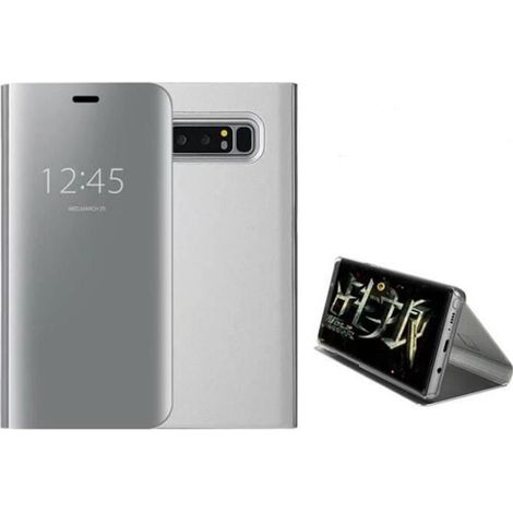 Juce® Coque pour Samsung Galaxy Note 8 Smart Etui Housse Clear View Etui à Rabat Cover Flip Case Miroir Antichoc - Argent (1/2)
