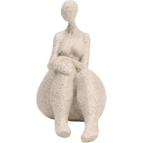Statue abstraite en résine représentant une femme ronde, idéale pour décorer un salon, un bureau, une armoire, une table ou une entrée. (1/5)