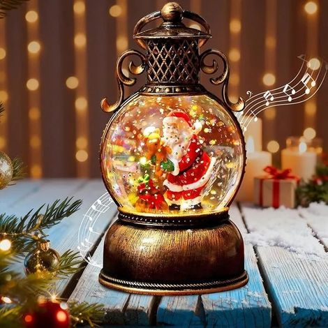 cadeaux de Noël Lanterne décoration Noël - Boule à neige avec musique - Lanterne de Noël - Cuivre (1/5)