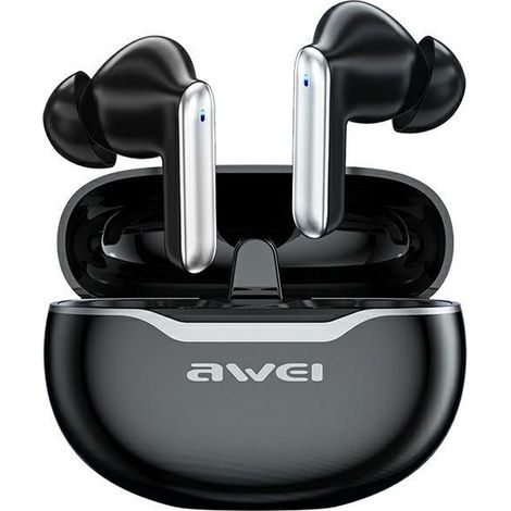 Bluetooth 5.3 AWEI T50 TWS Kopfhörer mit Dockingstation, Schwarz (1/5)