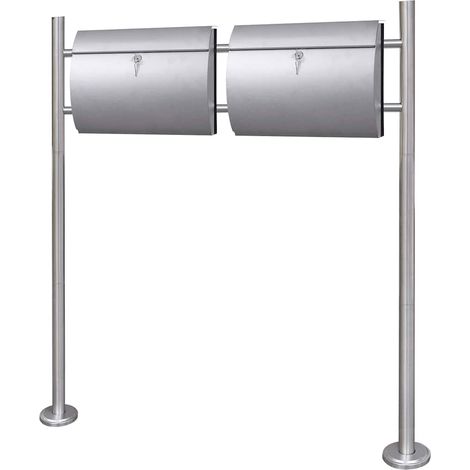 Double boîte à lettre sur support en acier inoxydable (1/5)