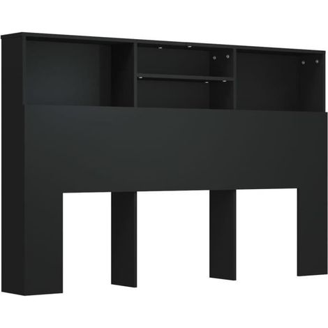 Armoire de tête de lit - ZERONE - Noir - 160 cm - Contemporain - Design (1/4)