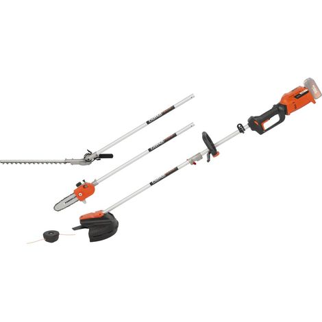 Outil de jardin multifonction 40V – Taille-haie, coupe-bordure, débroussailleuse, tronçonneuse – Écologique, léger, sans câble – Powerplus