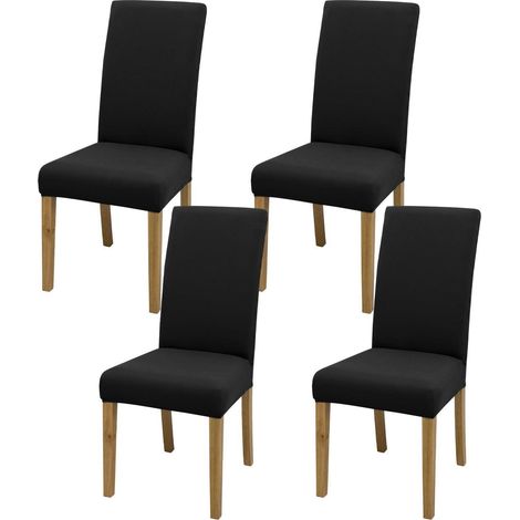 Housses de chaise extensibles en microfibre noire, lot de 4/6/8, lavables et réutilisables (1/5)