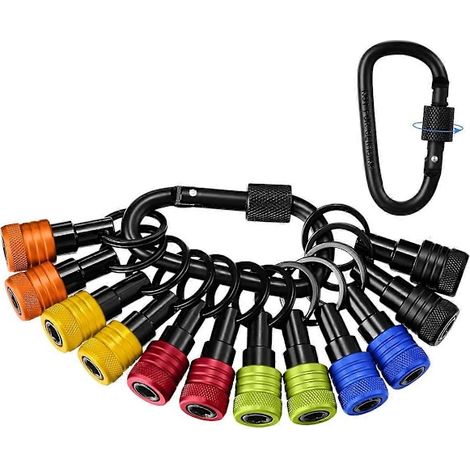 Porte-embouts porte-clés 12 pièces, embouts de tournevis hexagonaux 1/4 pouce, portable, léger, à dégagement rapide (1/5)
