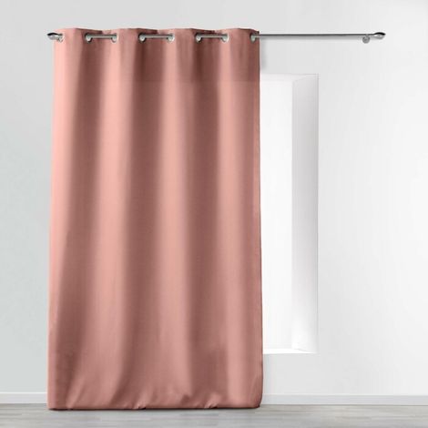 Rideau grande hauteur à œillets 140 x 280 cm – Polyester uni Essentiel Rose poudré (1/6)