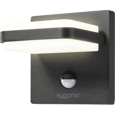 Sygonix – Applique extérieure LED avec détecteur de mouvement – Boîtier en aluminium – Étanche avec joint en caoutchouc – Éclairage blanc chaud 10.8W