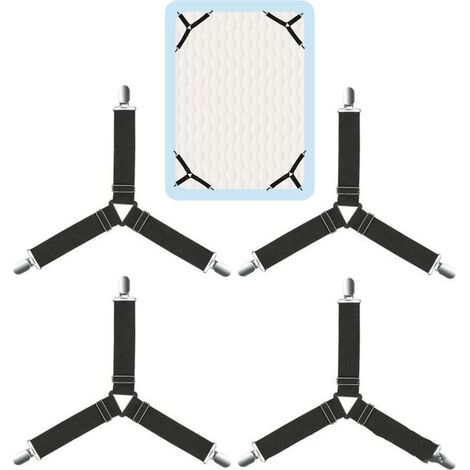 4 pièces Sangles de Fixation de Housse de Couette Ajustables, Attaches Universelles pour Matelas et Protections de Literie Noires (1/5)