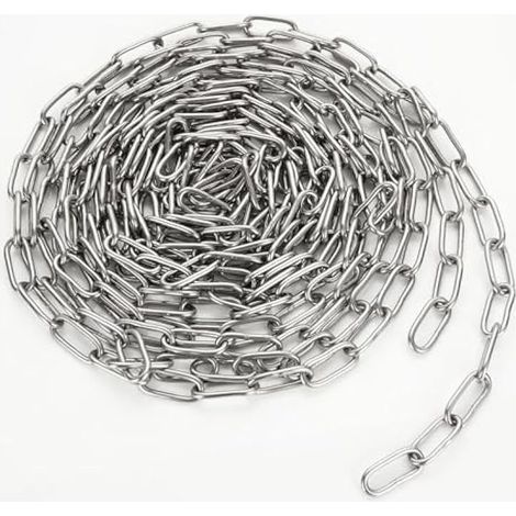 CYRILL – 6M - 3mm Chaîne en Acier Inoxydable 304 Solide et Robuste Avec Maillons Soudés en Acier pour clôture, Promenade et Chaîne de Chien, Chaîne de Séchage, Charge Maximale de 200KG, (1/5)